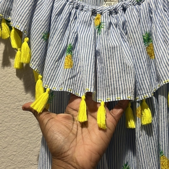 Violet Sky Women’s Pineapple Print Cover Up Blue White Striped Size Medium - Picture 9 of 13